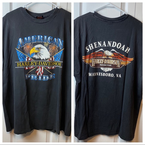 Harley-Davidson Other - 1980s Harley-Davidson Wolf & Flags Mens Shirt XXL